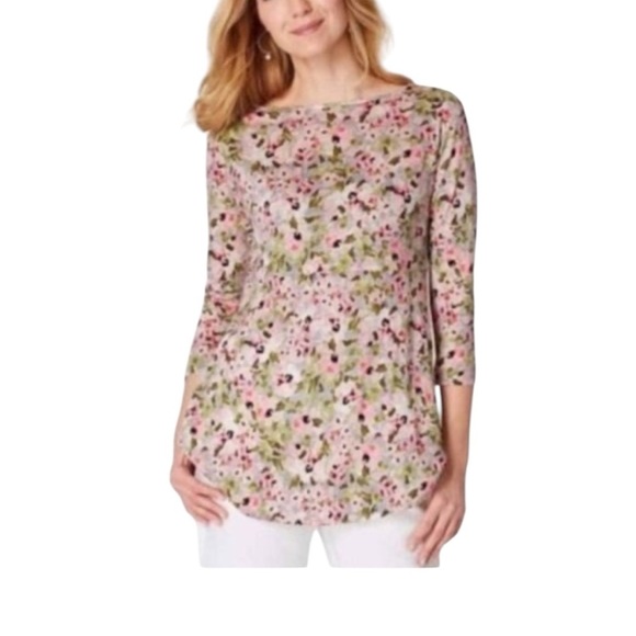 J.Jill love linen floral 3/4 sleeve tunic peplum top size XL - Picture 1 of 10
